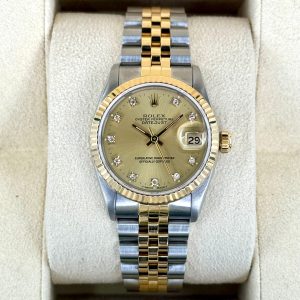 1991 Rolex Datejust 31mm 68273 Two-Tone Jubilee Champagne Diamond DIal for sale