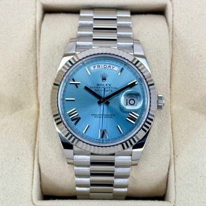 2024 Rolex Day-Date Platinum 40mm 228236 Ice-Blue Roman Dial (Unworn) for sale