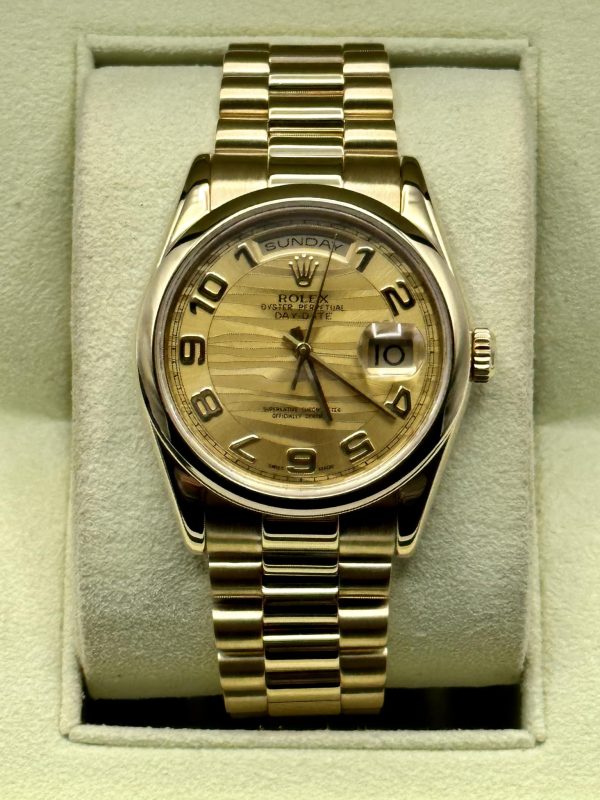 2000 Rolex Day-Date 36mm 118208 Presidential Champagne Wave Dial for sale
