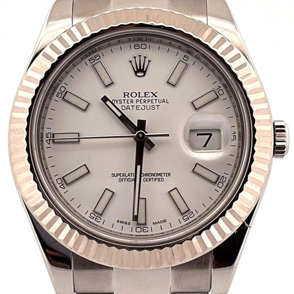 2013 Rolex Datejust II 41mm 116334 Oyster White Stick Dial for sale