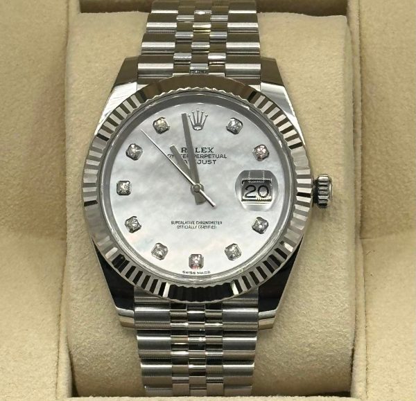 2018 Rolex Datejust 41mm 126334 White MOP Diamond Dial for sale