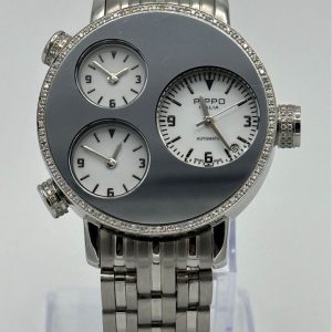 Pippo Perez Lifetime 43mm 012-0351 Pave Diamond Bezel White Dials for sale