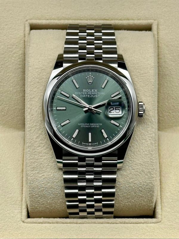 Rolex 2023 Datejust 36mm 126200 Jubilee Mint Green Dial (Unworn) for sale