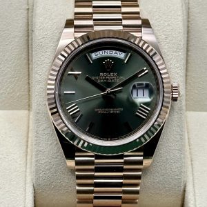 2023 Rolex Day-Date 40mm 228235 Presidential Rose Gold Green Dial (Unworn) for sale