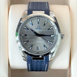 2022 Omega Seamaster Aqua Terra 41mm Blue Rubber Strap Grey Dial for sale