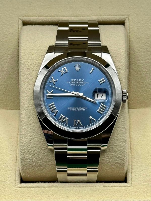 Rolex 2023 Datejust 41mm 126300 Oyster Blue Roman Numeral Dial (Unworn) for sale