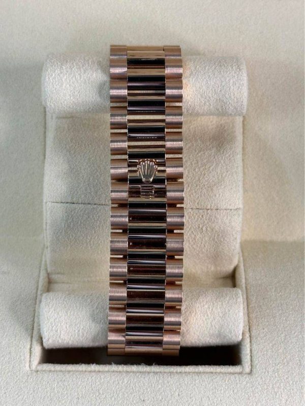 2021 Rolex Day-Date 40mm 228235 Rose Gold Chocolate Diamond Baguette for sale