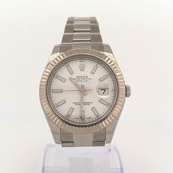 2013 Rolex Datejust II 41mm 116334 Oyster White Stick Dial for sale