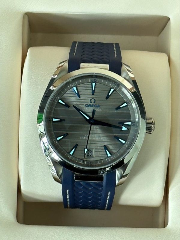 2022 Omega Seamaster Aqua Terra 41mm Blue Rubber Strap Grey Dial for sale