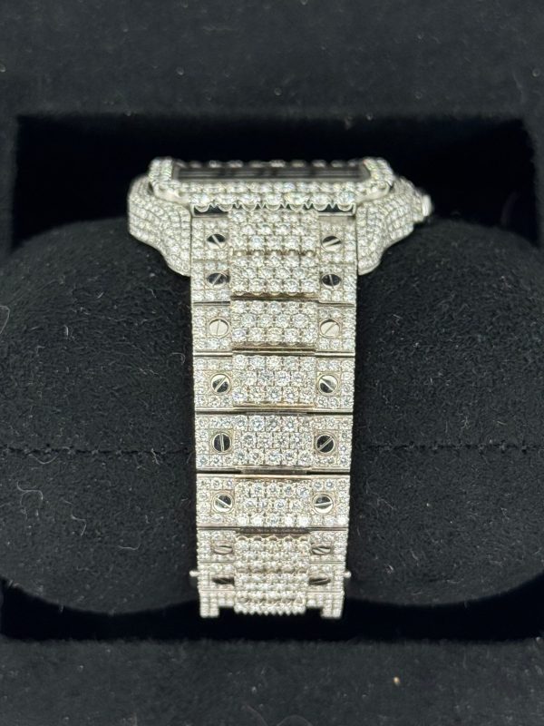 2021 Iced Out Santos De Cartier 39.8mm WSSA0037 Stainless Steel for sale