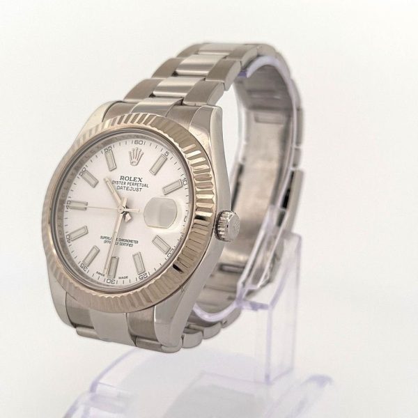 2013 Rolex Datejust II 41mm 116334 Oyster White Stick Dial for sale