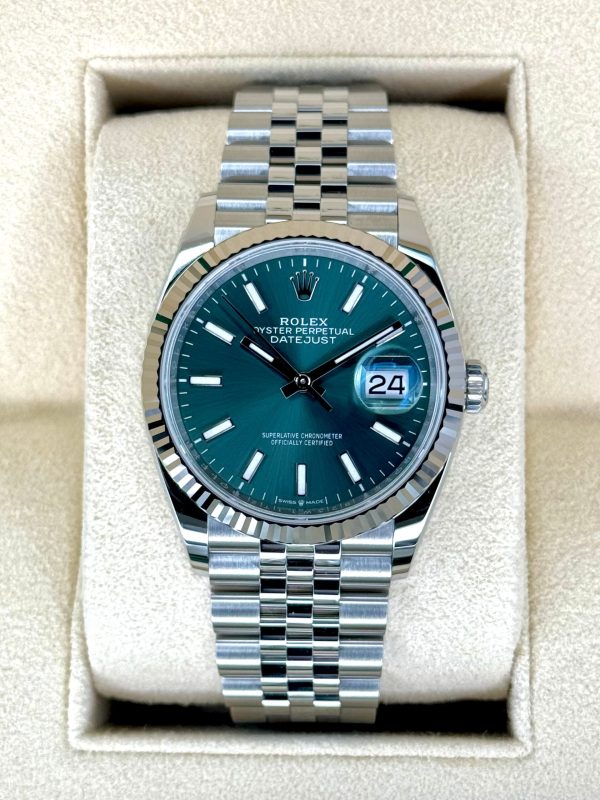 2023 Rolex Datejust 36mm 126234 Stainless Steel Jubilee Green Dial (Unworn) for sale