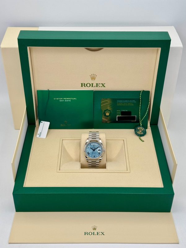 2024 Rolex Day-Date Platinum 40mm 228236 Ice-Blue Roman Dial (Unworn) for sale