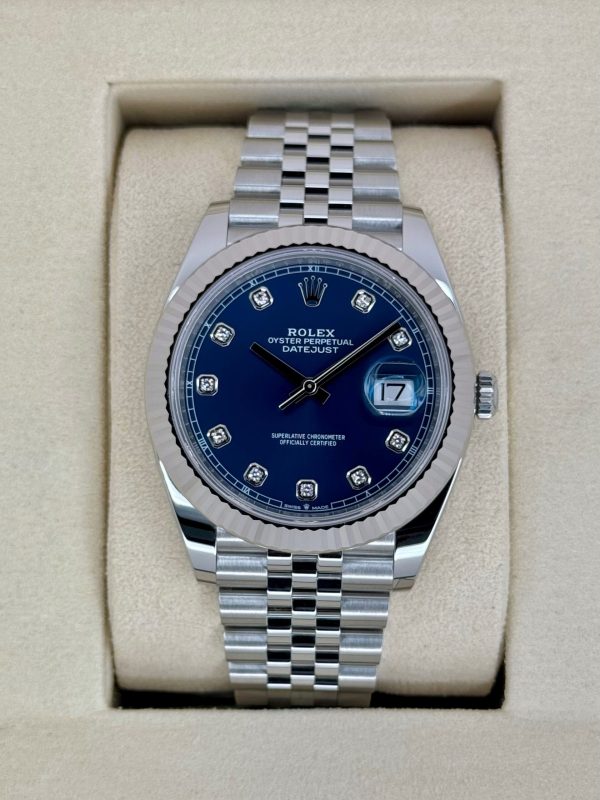 2025 Rolex Datejust 41mm 126334 Stainless Steel Jubilee Blue Diamond Dial (Unworn) for sale