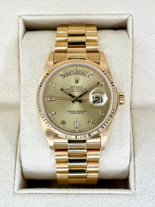 1983 Rolex Day-Date 36mm 18038 Presidential Champagne Diamond Dial for sale