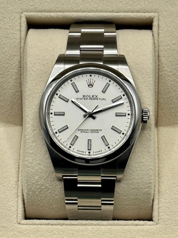2019 Rolex Oyster Perpetual 39mm 114300 White Dial for sale