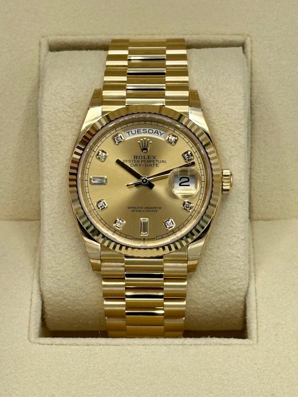 2023 Rolex Day-Date 36mm 128238 Champagne Diamond Dial for sale