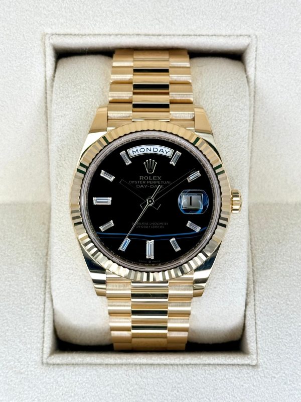 Rolex Day-Date 40mm 228238 Black Onyx Diamond Dial (Unworn) for sale