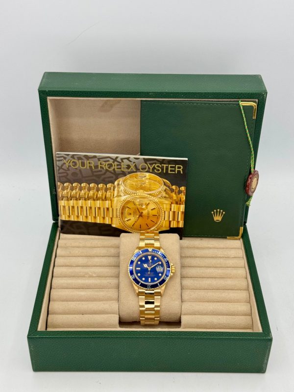 1987 Rolex Submariner “Bluesy” 40mm 16808 Yellow Gold Blue Dial for sale