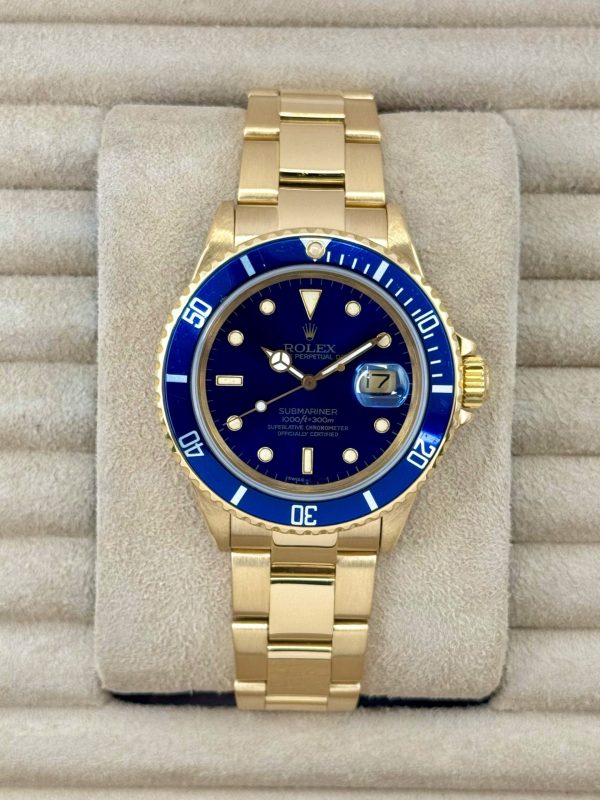 1987 Rolex Submariner “Bluesy” 40mm 16808 Yellow Gold Blue Dial for sale