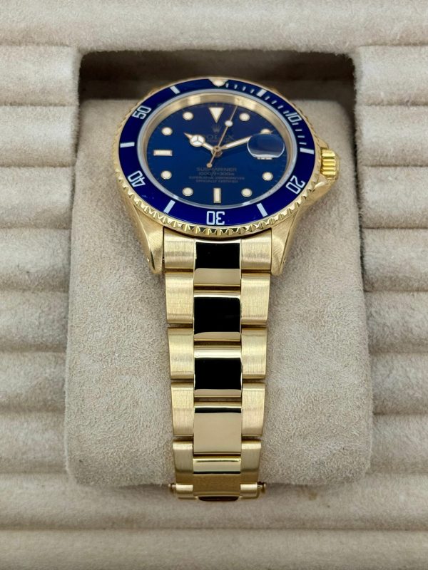 1987 Rolex Submariner “Bluesy” 40mm 16808 Yellow Gold Blue Dial for sale