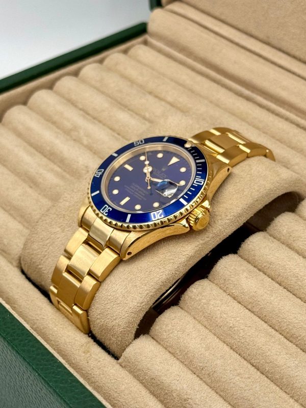 1987 Rolex Submariner “Bluesy” 40mm 16808 Yellow Gold Blue Dial for sale
