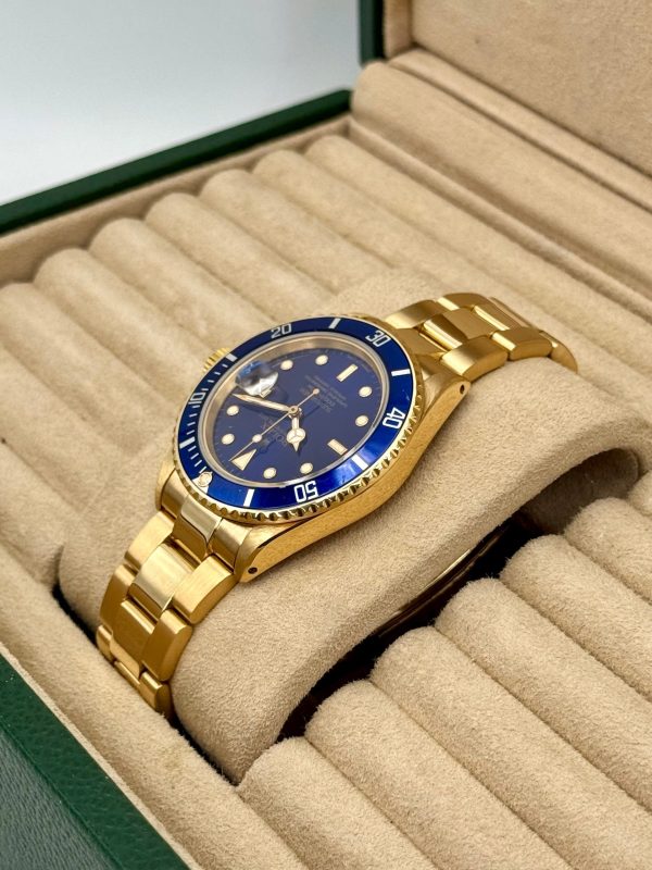 1987 Rolex Submariner “Bluesy” 40mm 16808 Yellow Gold Blue Dial for sale