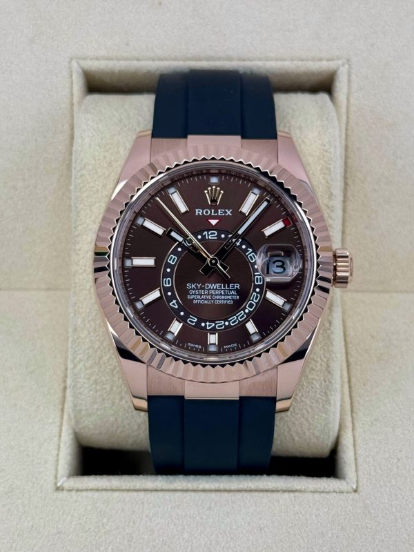 2022 Rolex Sky-Dweller 42mm 326235 Rose Gold Oysterflex Chocolate Dial (No. 2 of 2) for sale