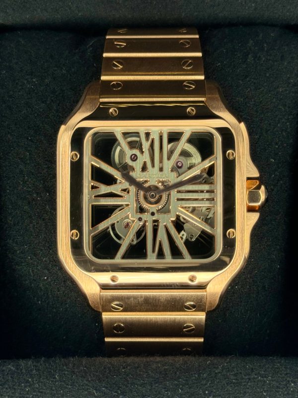 2021 Santos De Cartier 39.8mm WHSA0016 Rose Gold Skeleton Dial for sale
