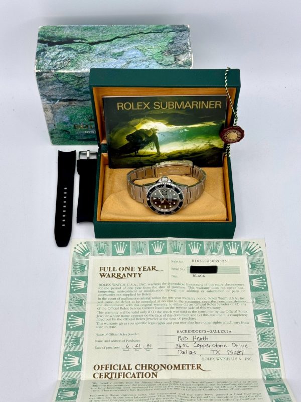 2001 Rolex Submariner Date 40mm 16610 Stainless Steel Black Dial for sale