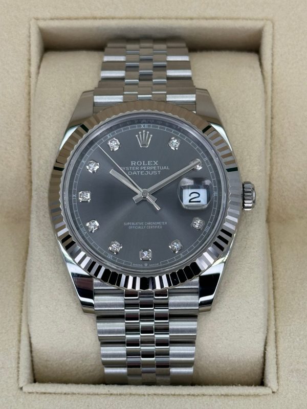 2023 Rolex Datejust 41mm 126334 Steel Jubilee Grey 10 Diamond Dial for sale