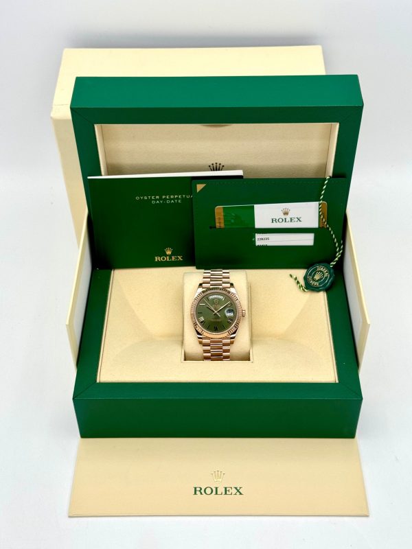 2019 Rolex Day-Date 40mm 228235 Presidential Rose Gold Olive Dial (No. 2 of 2) for sale