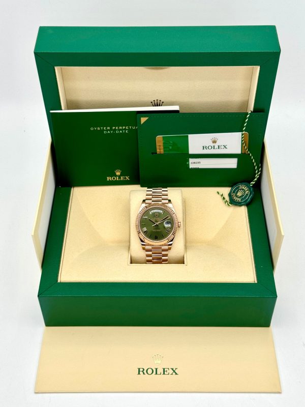 2019 Rolex Day-Date 40mm 228235 Presidential Rose Gold Olive Dial (No. 2 of 2) for sale