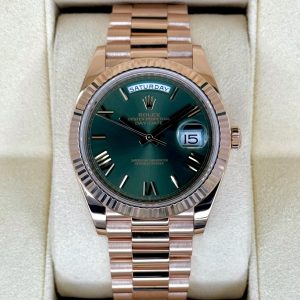 2019 Rolex Day-Date 40mm 228235 Presidential Rose Gold Olive Dial (No. 2 of 2) for sale