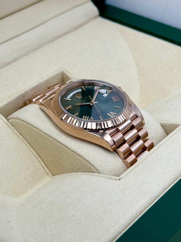 2019 Rolex Day-Date 40mm 228235 Presidential Rose Gold Olive Dial (No. 2 of 2) for sale