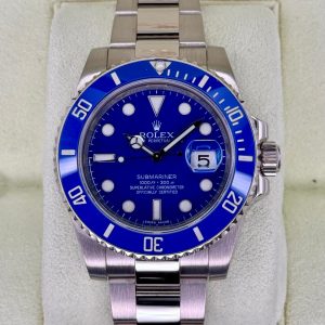 2013 Rolex Submariner “Smurf” 40mm 116619LB White Gold Blue Dial for sale