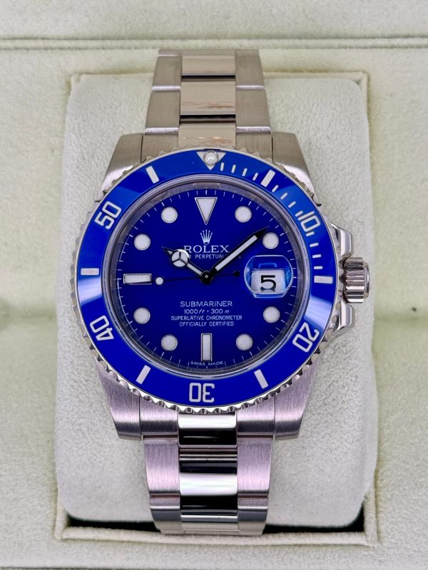 2013 Rolex Submariner “Smurf” 40mm 116619LB White Gold Blue Dial for sale