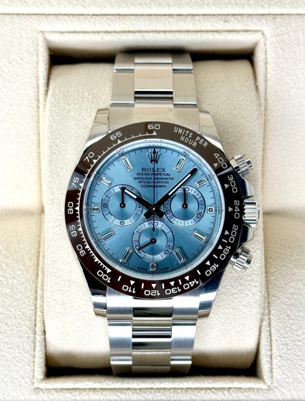Rolex Daytona 40mm 116506 Platinum Ice Blue Diamond Baguette Dial (Unworn) for sale