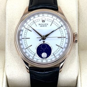 2019 Rolex Cellini Moonphase 39mm 50535 Rose Gold White Dial for sale