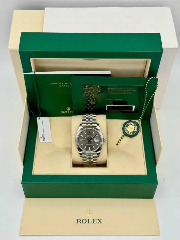 Rolex 2023 Datejust 41mm 126300 Stainless Steel Jubilee Rhodium Dial for sale