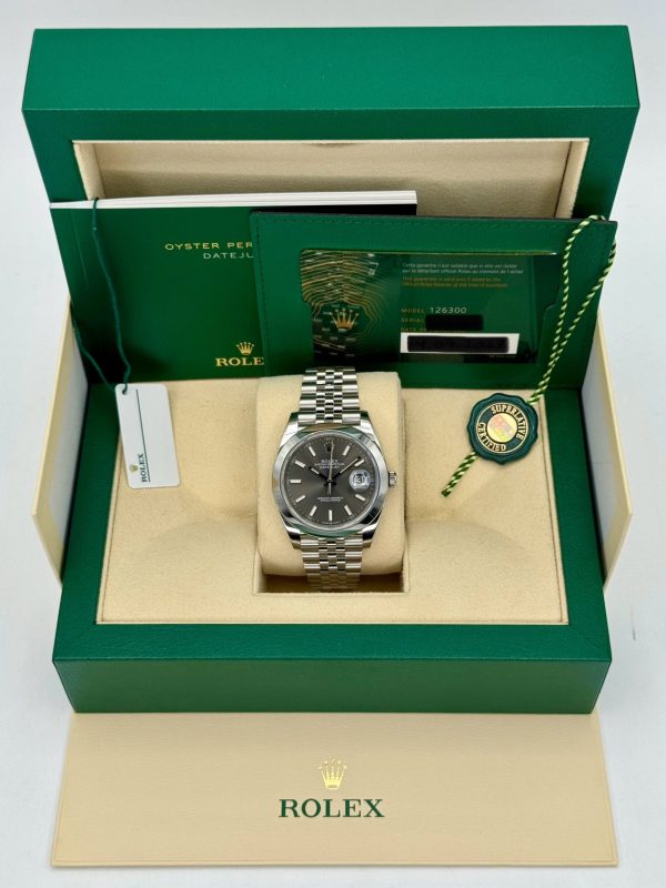 Rolex 2023 Datejust 41mm 126300 Stainless Steel Jubilee Rhodium Dial for sale