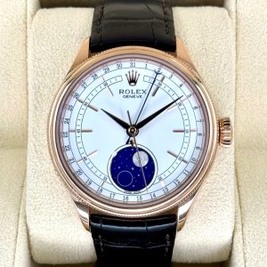 2020 Rolex Cellini Moonphase 39mm 50535 Rose Gold White Dial for sale