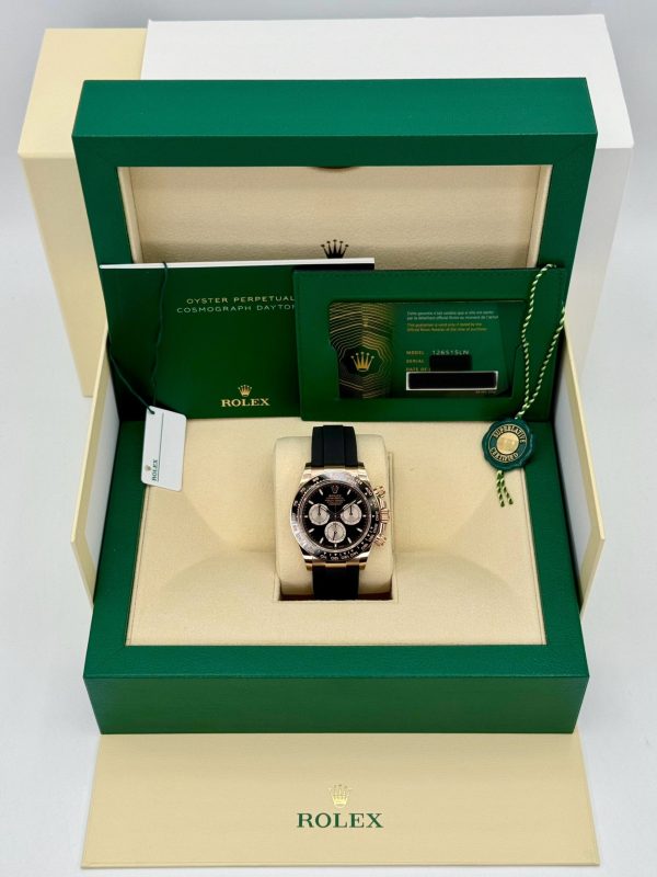 2025 Rolex Daytona 40mm 126515LN Rose Gold Oysterflex Black Dial (Unworn) for sale