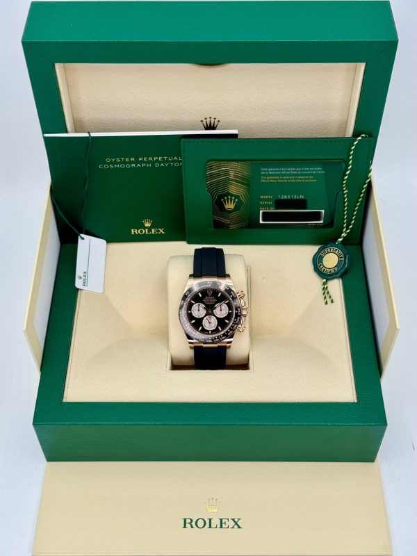 2025 Rolex Daytona 40mm 126515LN Rose Gold Oysterflex Black Dial (Unworn) for sale