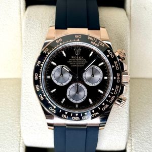 2025 Rolex Daytona 40mm 126515LN Rose Gold Oysterflex Black Dial (Unworn) for sale