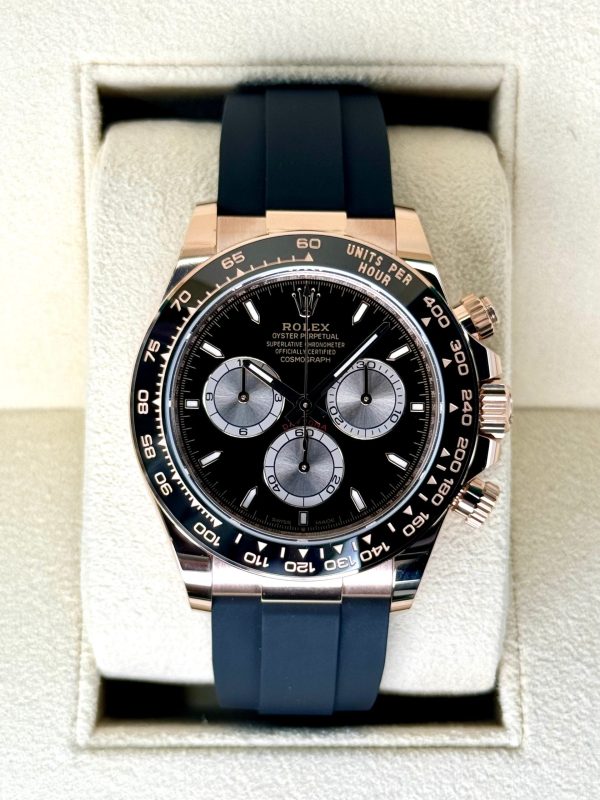 2025 Rolex Daytona 40mm 126515LN Rose Gold Oysterflex Black Dial (Unworn) for sale