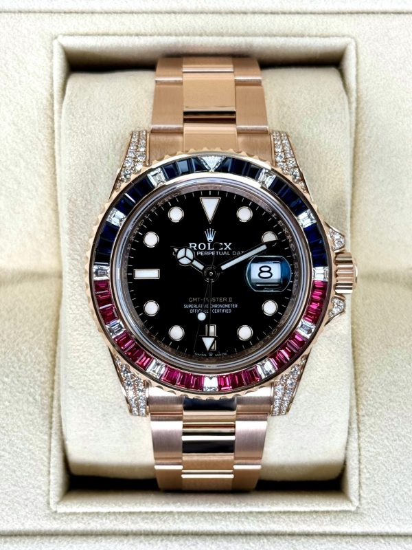 2021 Rolex GMT-Master II 40mm 126755SARU Rose Gold Sapphire and Ruby for sale