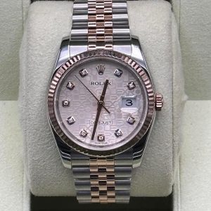 2010 Rolex Datejust 36mm 116231 Two-Tone Rose Gold Pink Diamond Dial for sale
