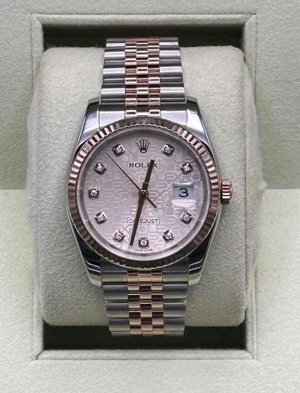 2010 Rolex Datejust 36mm 116231 Two-Tone Rose Gold Pink Diamond Dial for sale