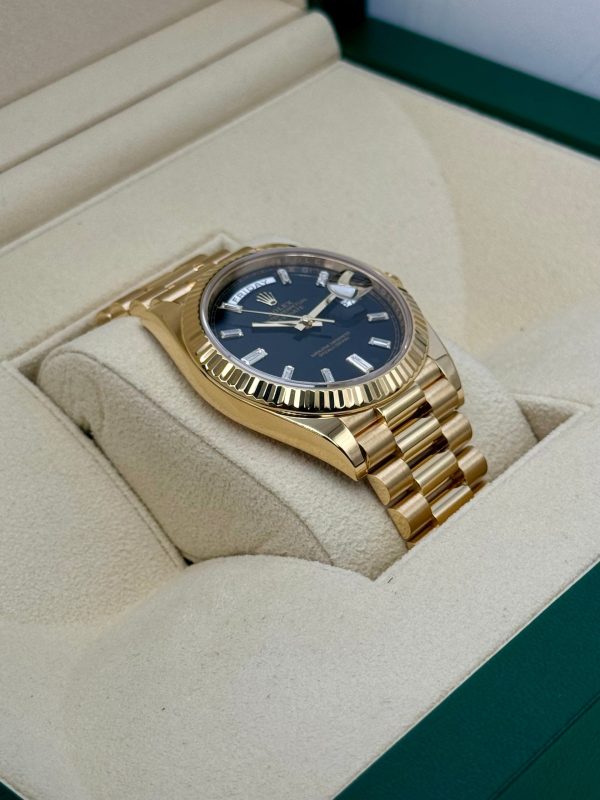 2023 Rolex Day-Date 40mm 228238 Black Diamond Baguette Dial for sale